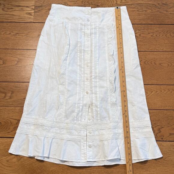 Free People Whitney Midi Skirt Size White Size: M Lace Prairie Cottage - Picture 4 of 6